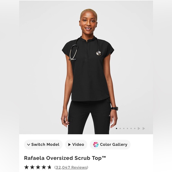 Figs Black FREEx Rafaela Oversized Scrub Top - Picture 1 of 4